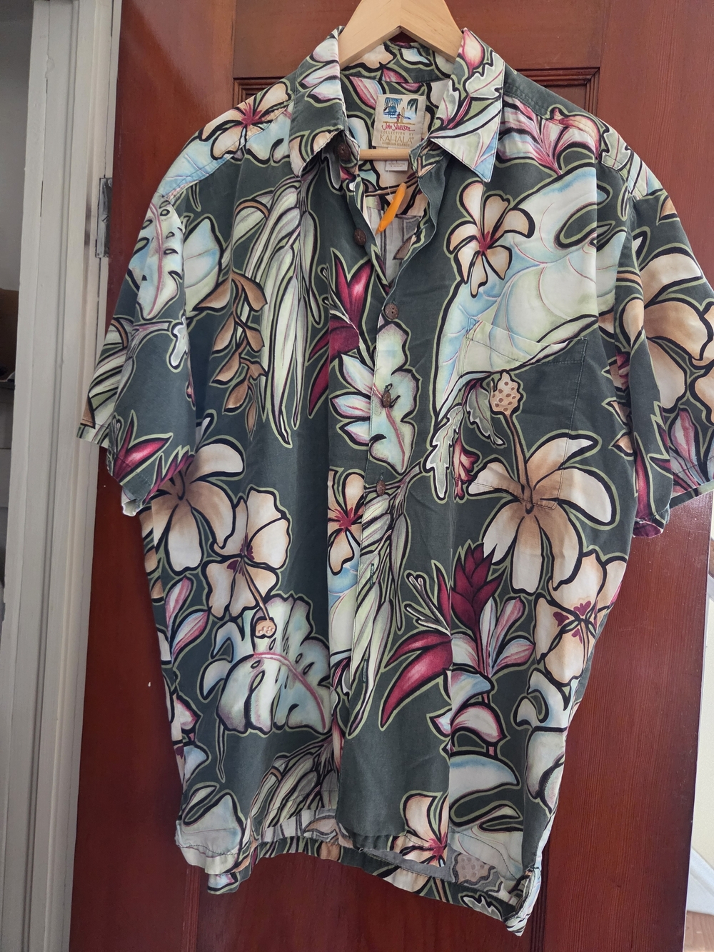 Tropical Floral Short-Sleeve Camp Shirt - Olive Green